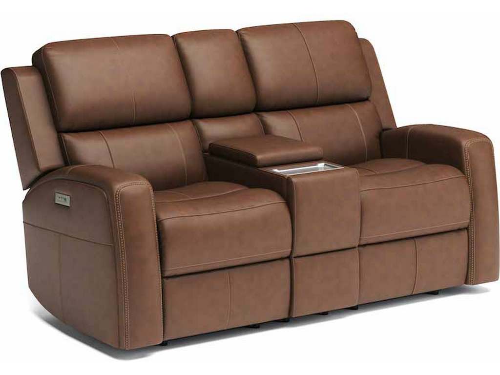 Flexsteel 1043-64PH  Linden Power Reclining Loveseat with Console and Power Headrests and Lumbar