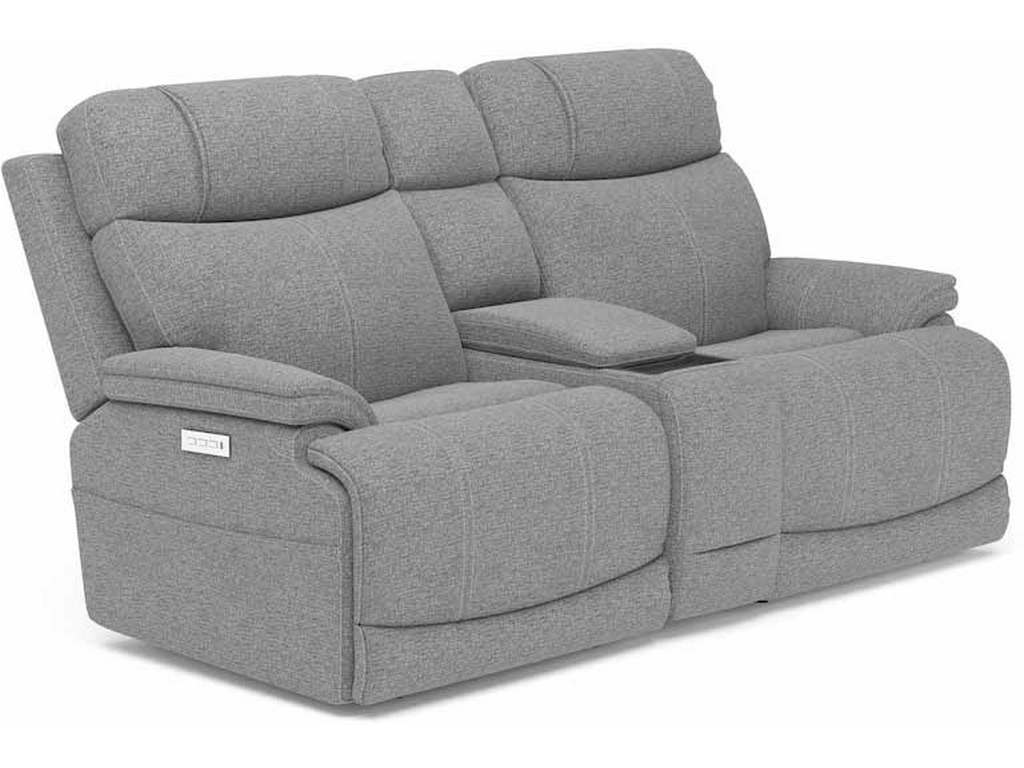 Flexsteel 1584-64PH  Logan Power Reclining Loveseat with Console and Power Headrests and Lumbar