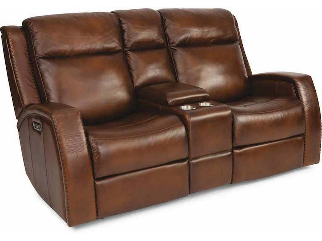 Flexsteel 1873-64PH  Mustang Power Reclining Loveseat with Console and Power Headrests