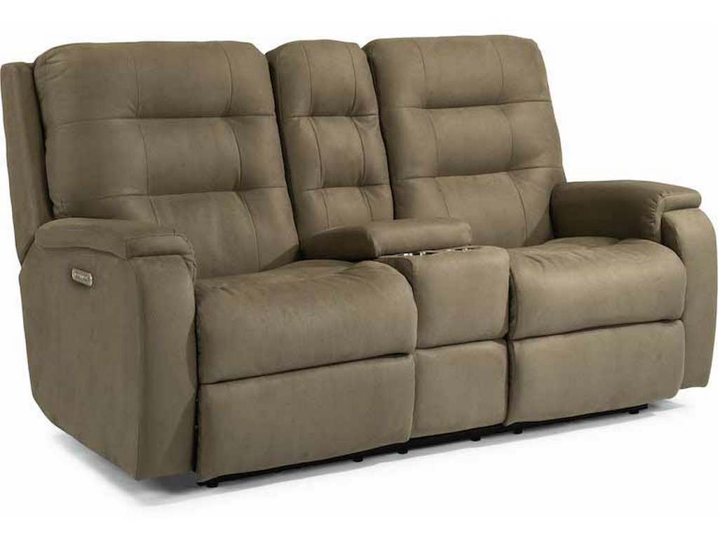 Flexsteel S2810-601H Arlo Power Reclining Loveseat with Console and Power Headrests