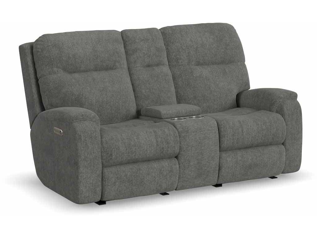 Flexsteel 2860-601L  Penn Power Reclining Loveseat with Console and Power Headrests and Lumbar