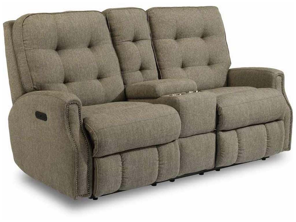 Flexsteel 2881-601H  Devon Power Reclining Loveseat with Console and Power Headrests