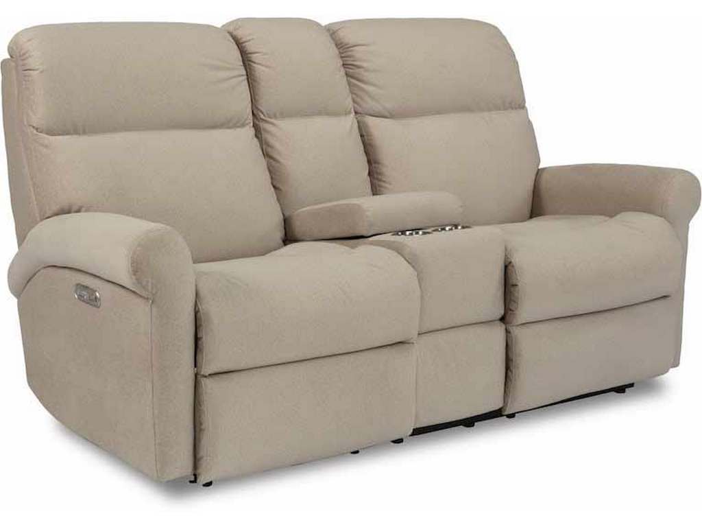 Flexsteel 2902-601H  Davis Power Reclining Loveseat with Console and Power Headrests