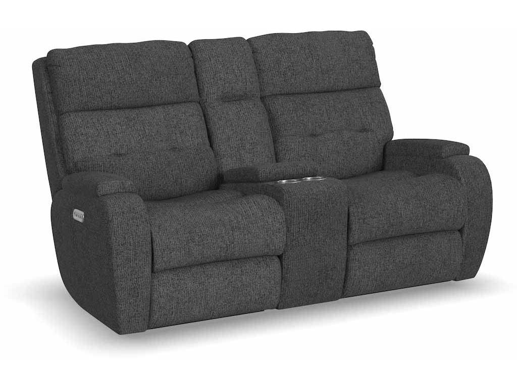 Flexsteel 2906-601H  Strait Power Reclining Loveseat with Console and Power Headrests