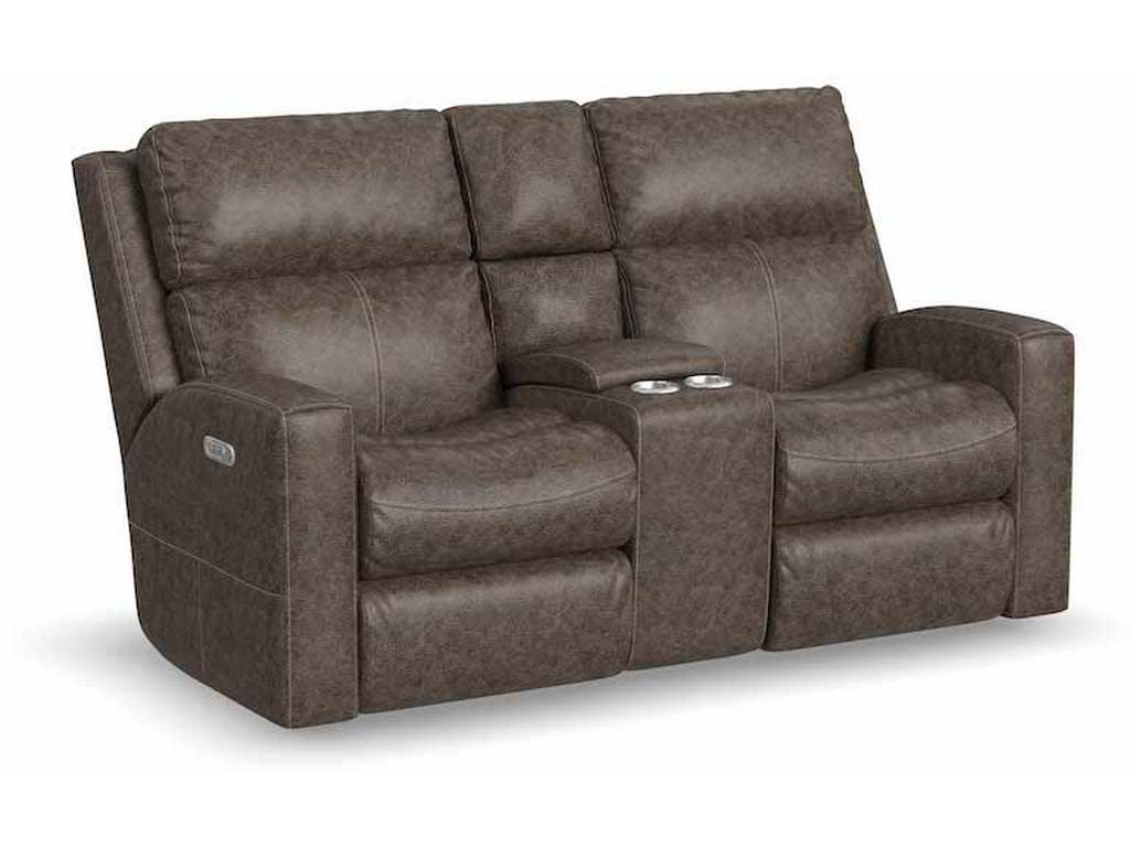 Flexsteel B3805-601L  Score Power Reclining Loveseat with Console and Power Headrests and Lumbar