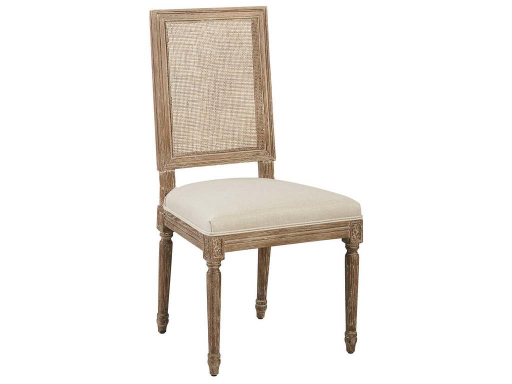 Furniture Classics 20-391  Linen and Oak Caned Back Side Chair