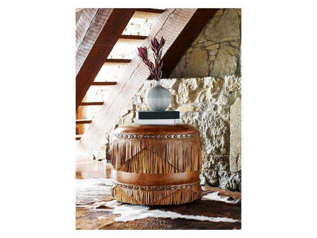 Hancock and Moore 039  Margo Leather Fringed Ottoman