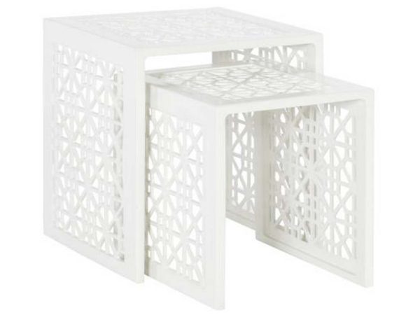Hickory Chair HCD8985-W-STK Haret Nesting End Table Cloud White