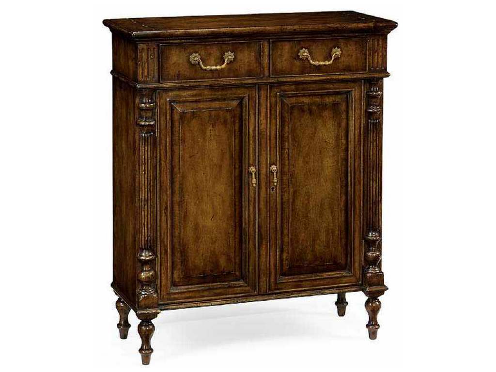 Jonathan Charles 493144-WAL JC Traditional Narrow Walnut Cabinet with Cupboard