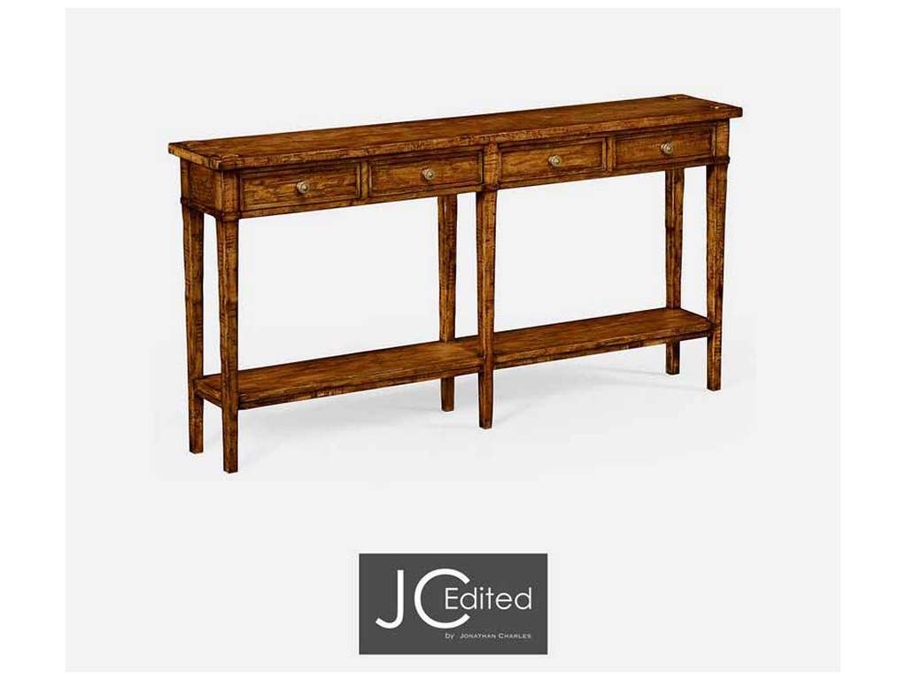 Jonathan Charles 491083-CFW Country Walnut Four Drawer Console Jonathan Charles 491083-CFW Country Walnut Four Drawer Console