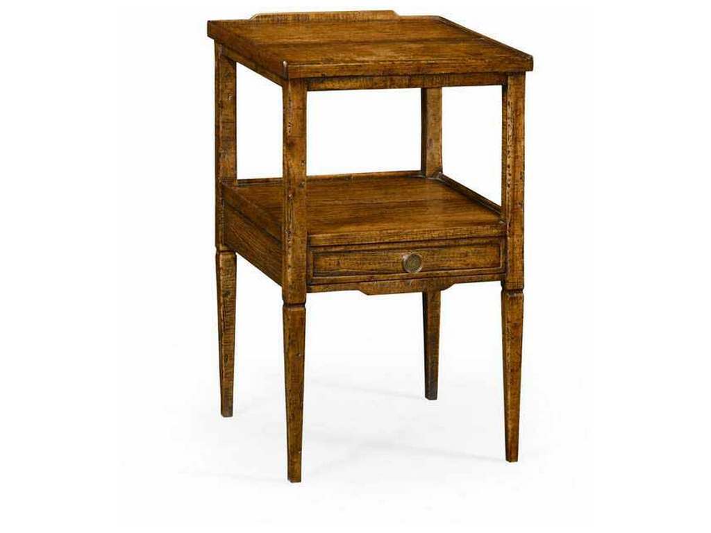 Jonathan Charles 491023-CFW Walnut Square Lamp Table with Drawer