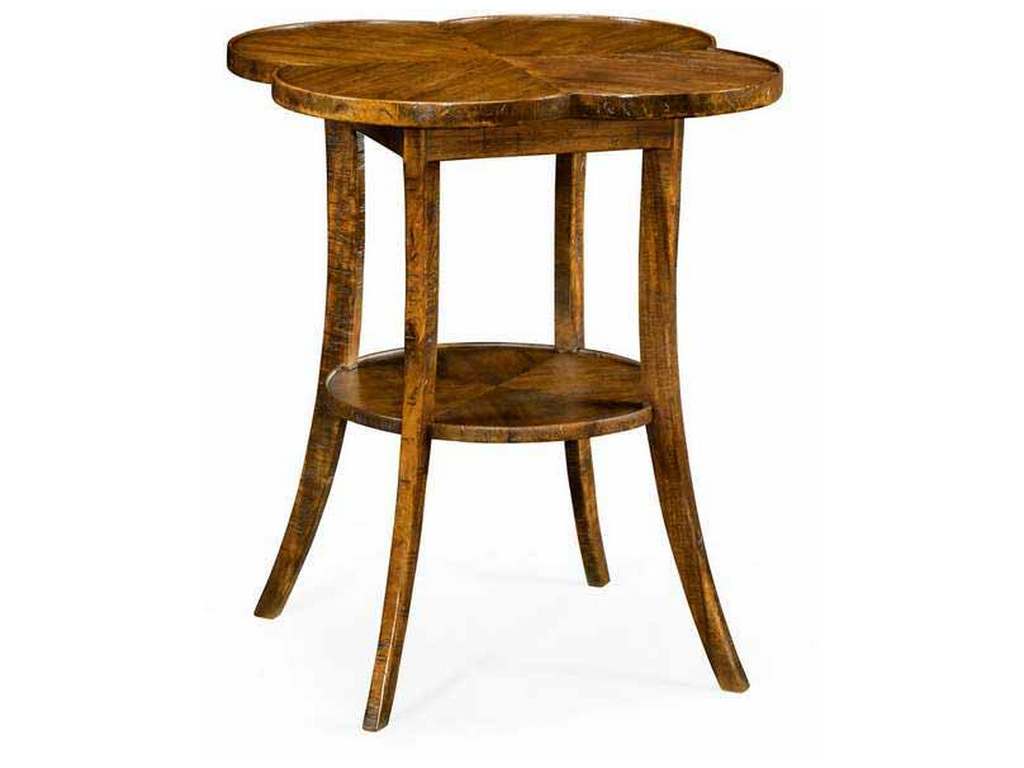 Jonathan Charles 491043-CFW JC Casual Quatrefoil Lamp Table in Country Walnut