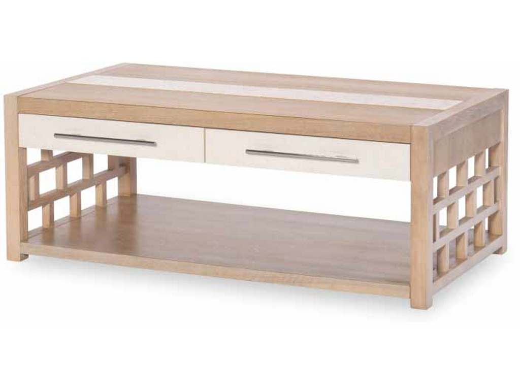 Legacy Classic 1500-103 Biscayne Rectangle Cocktail Table With Travertine Insert