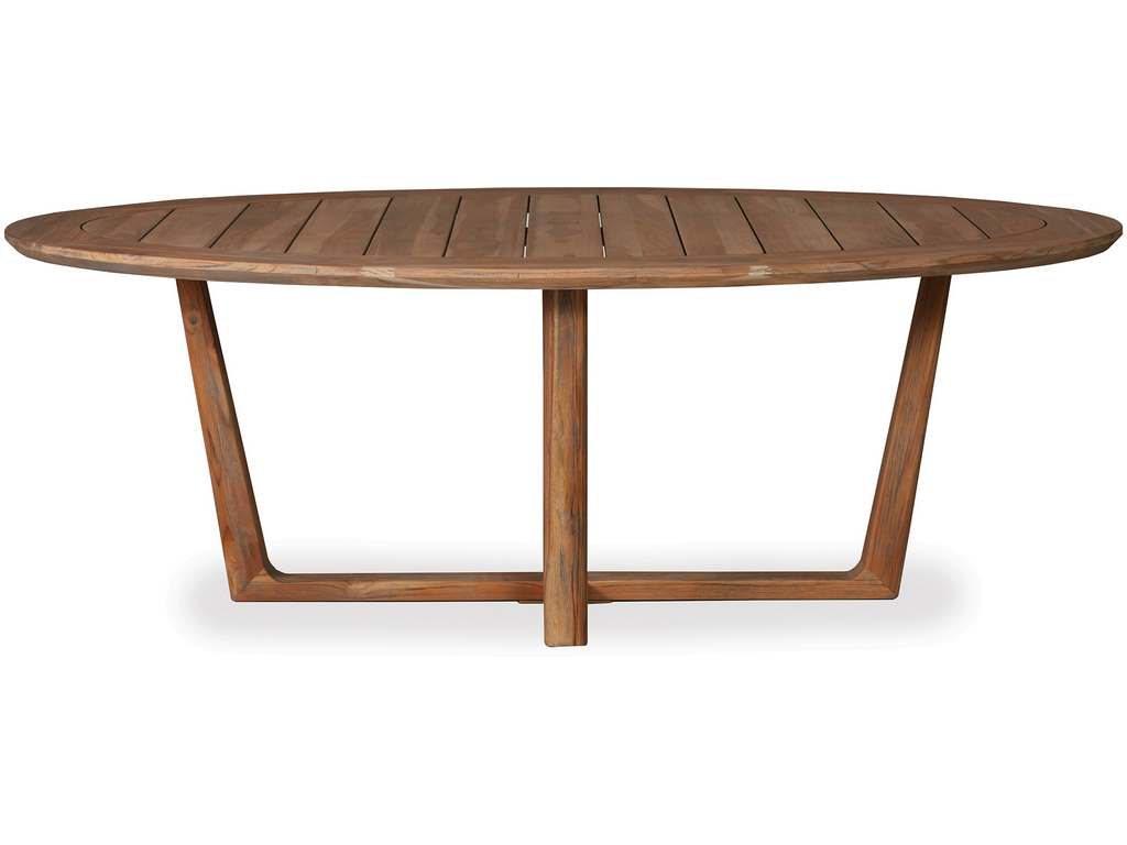 Lloyd Flanders 286384 Teak 84 Inch Oval Sled Base Dining Table