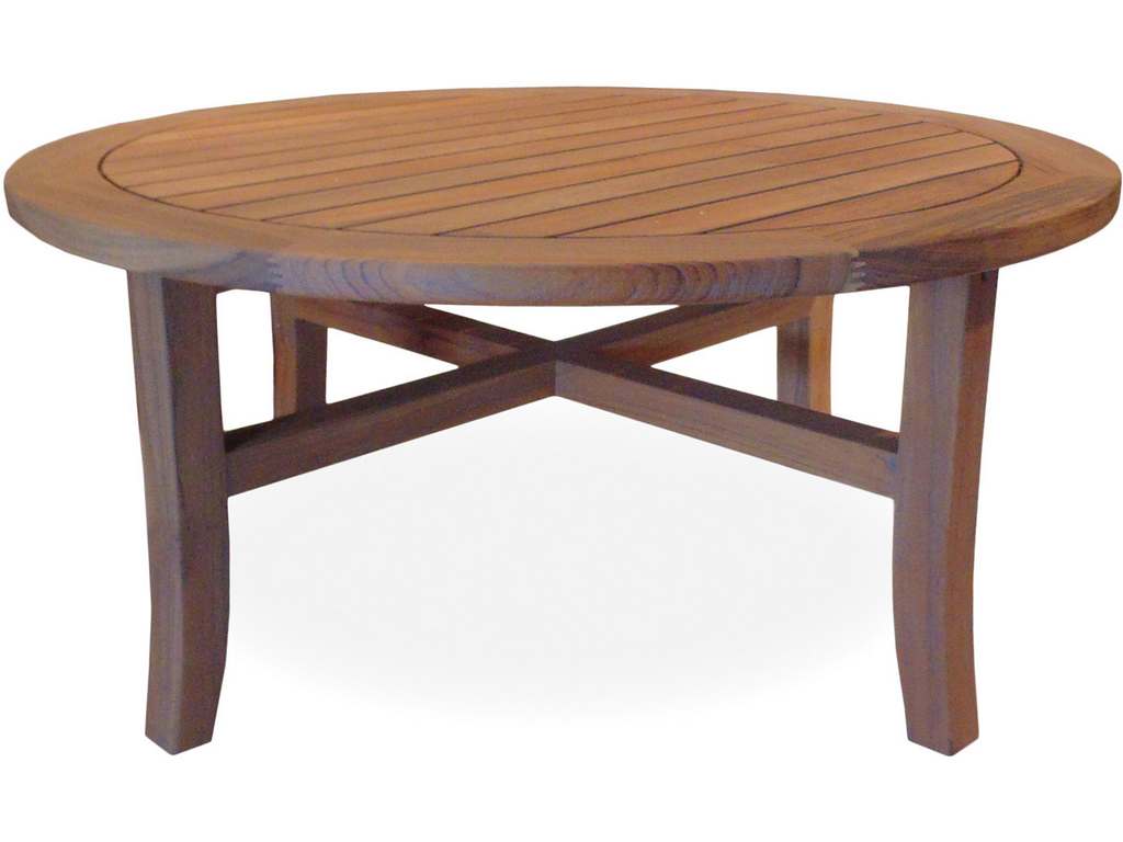 Lloyd Flanders 286445 Teak 40 Inch Round Tapered Leg Cocktail Table