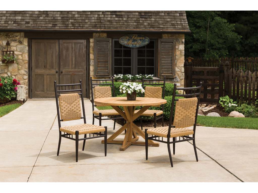 Lloyd Flanders 286148 Teak 48 Inch Round Cross Base Dining Table