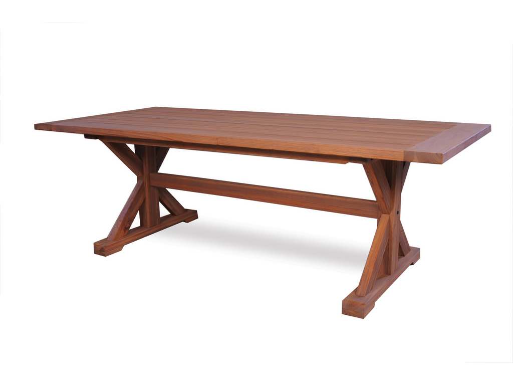 Lloyd Flanders 286186 Teak 87 Inch Rectangular Trestle Base Dining Table