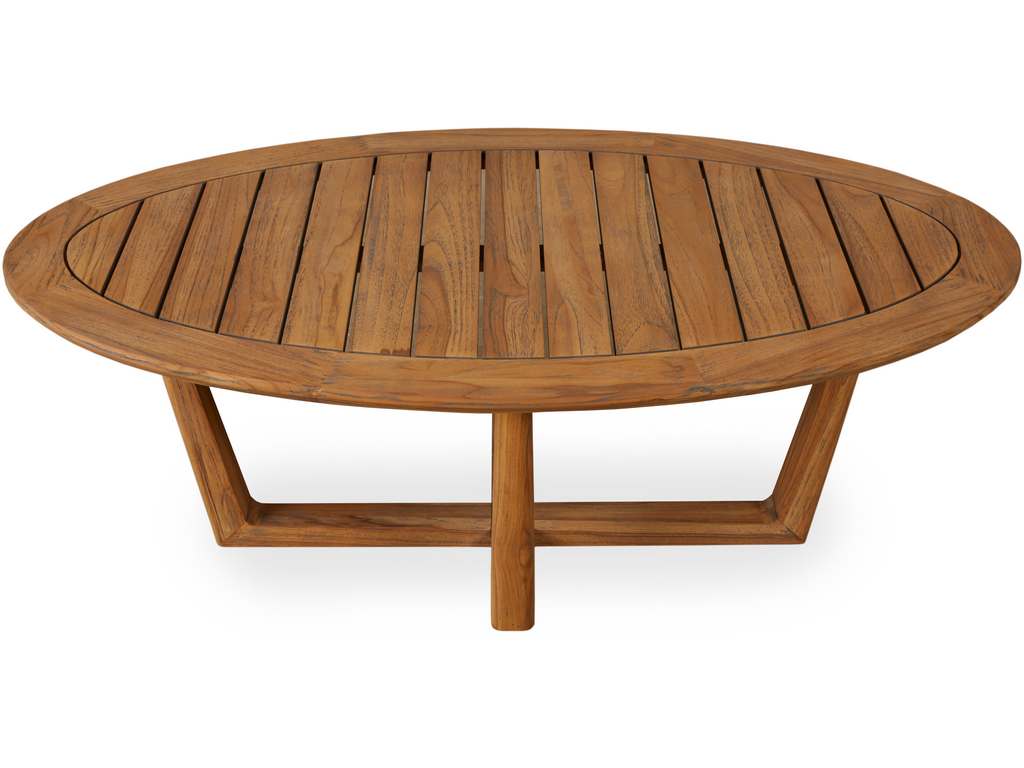 Lloyd Flanders 286344 Teak 48 Inch Oval Sled Base Cocktail Table
