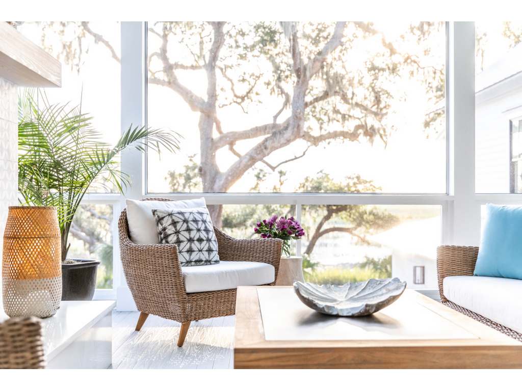 Lloyd Flanders 286341 Teak 54 Inch Rectangular Cocktail Table with Faux Concrete Inset