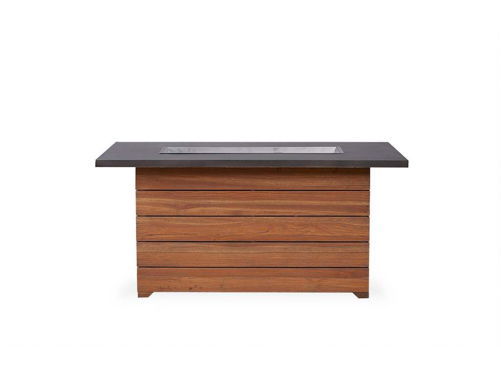 Lloyd Flanders 286098 Teak 52 Inch Rectangular Fire Table with Faux Concrete Top