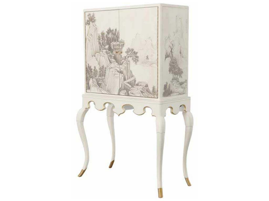 Maitland Smith 8144-51  Lacca Veneziana Bar Cabinet