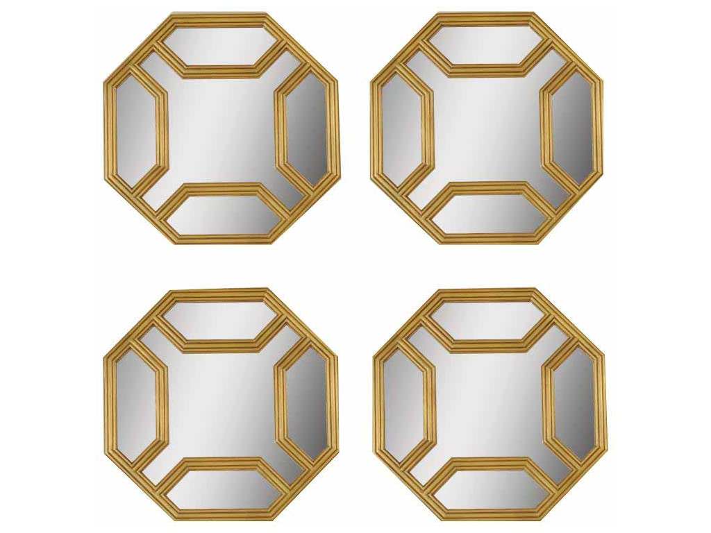 Maitland Smith 8184-28  Set Of Four Octagonal Gold Gilt Mirrors