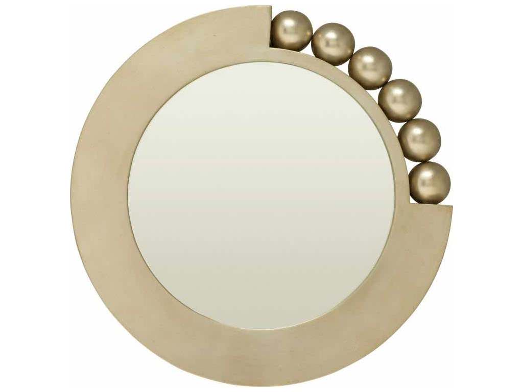Maitland Smith 8218-28  Round Silver Leaf Cast Resin Mirror