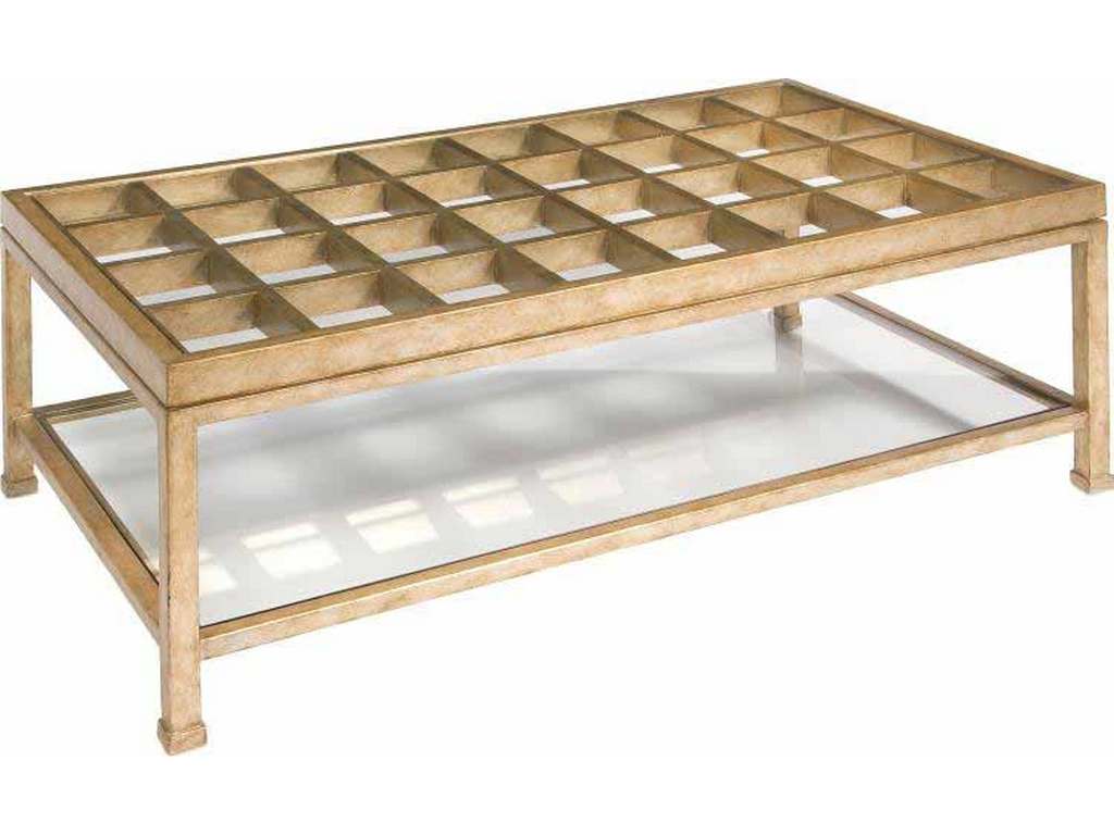 Maitland Smith 8297-33 Antique Gold Cocktail Table with Glass Top Maitland Smith 8297-33 Antique Gold Cocktail Table with Glass Top