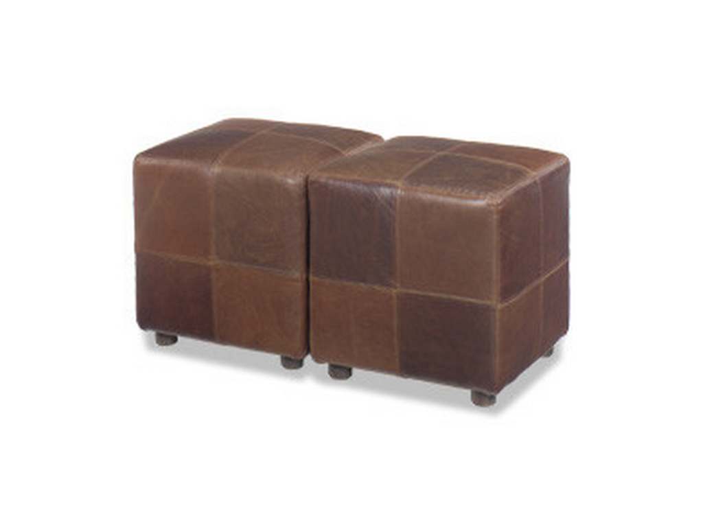 McKinley Leather 34  Cube Ottomans with Pieced Panels
