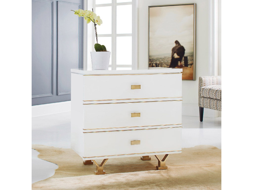 Modern History MH743F02  Linear Bedside Chest White
