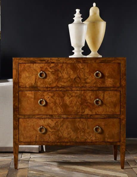 Modern History MH495F01 Three Drawer Chest on Legs Burl