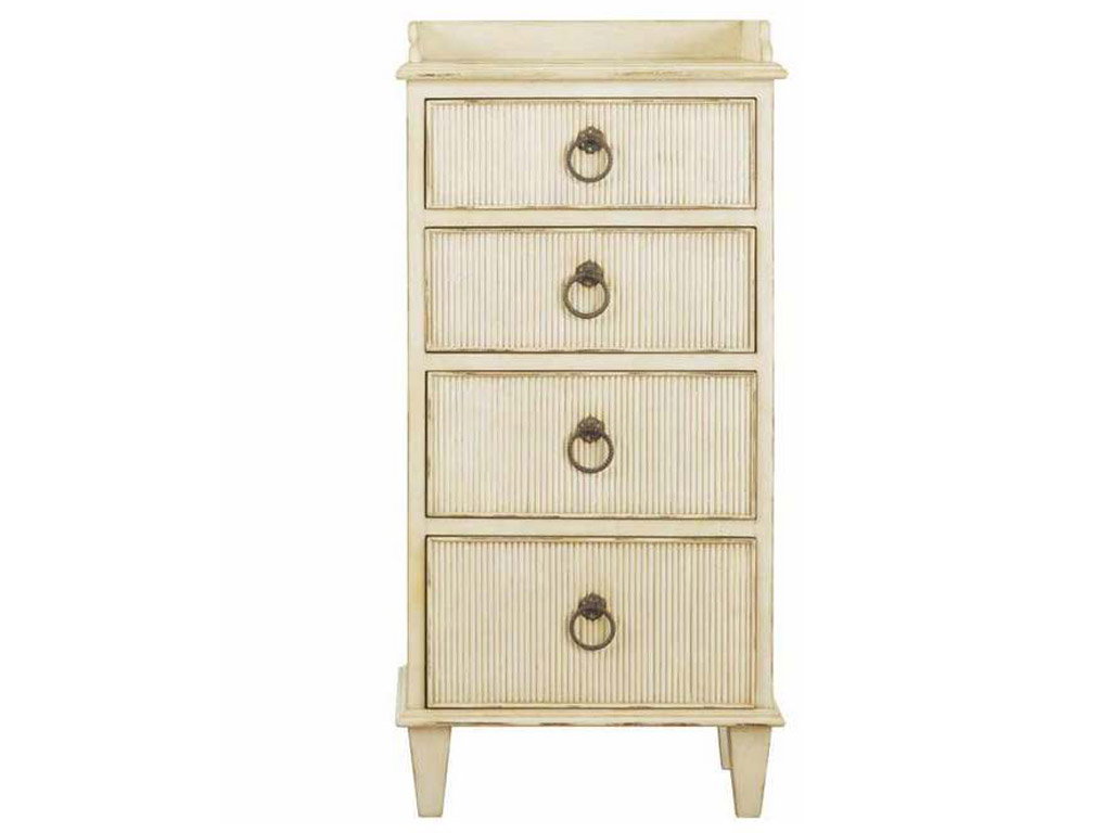 Modern History MH377F02  Four Drawer Gustavian Bedside Cabinet Antique White
