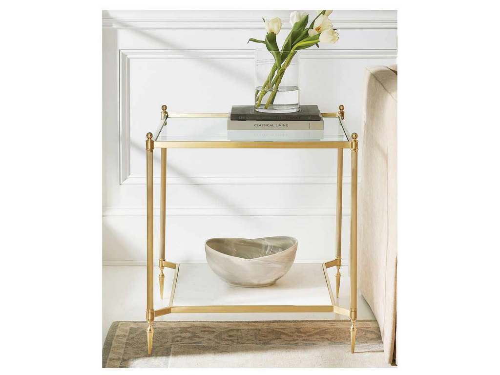 Modern History MH845F01 Square Pom End Table Brass Modern History MH845F01 Square Pom End Table Brass