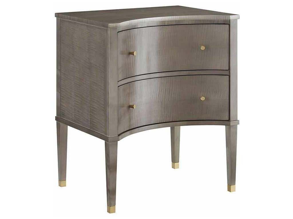 Modern History MH952F02  Concave Bedside Chest Grey Sycamore