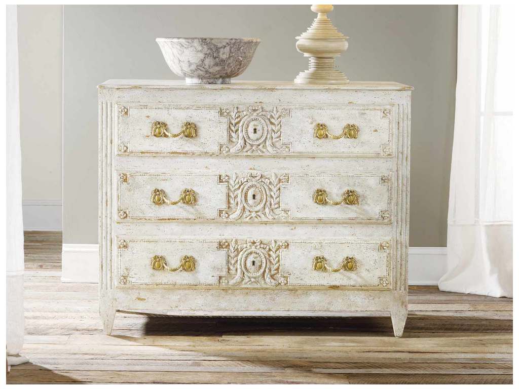 Modern History MH388F01 Carved and Painted 3 Drawer Chest Modern History MH388F01 Carved and Painted 3 Drawer Chest