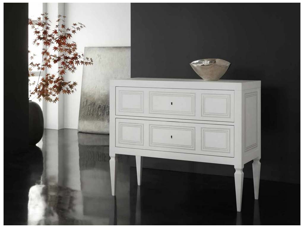 Modern History MH561F04  Milan Commode White Linen With Grey Accent