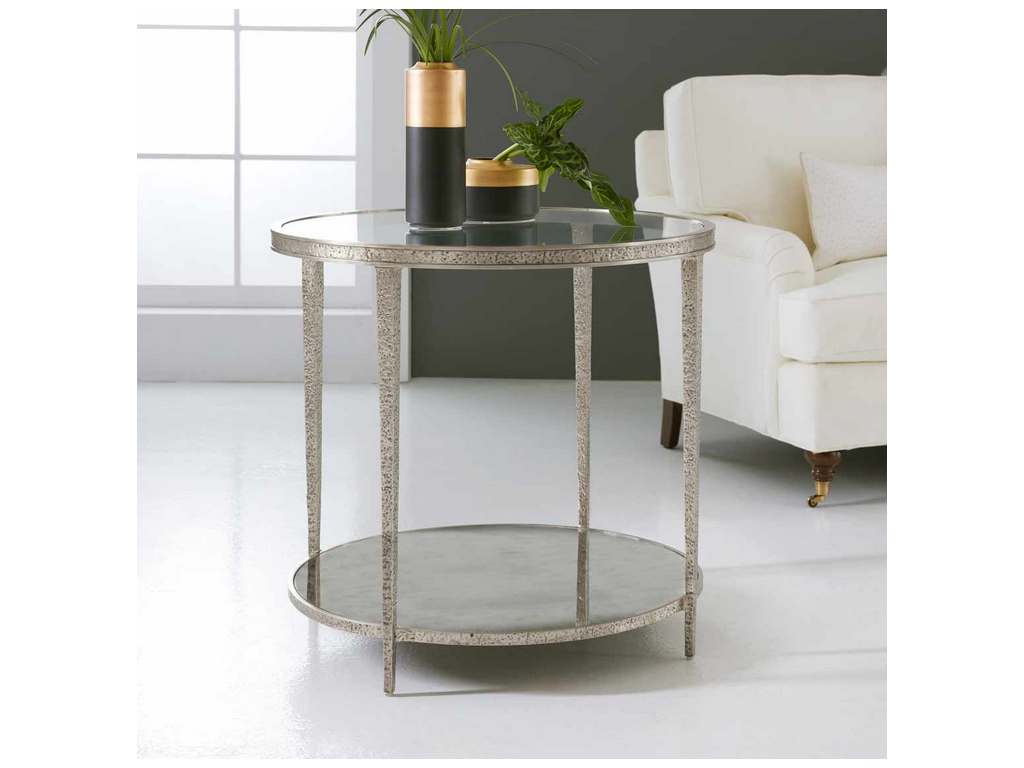 Modern History MH1015F04  Small Sculpture Round End Table Antique Aluminum