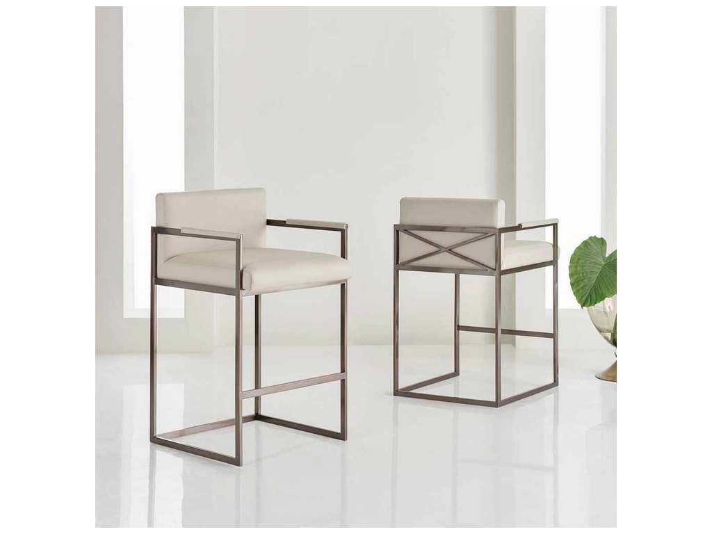 Modern History MHX-52F03  X Barstool Oil Rubbed Bronze and Grey