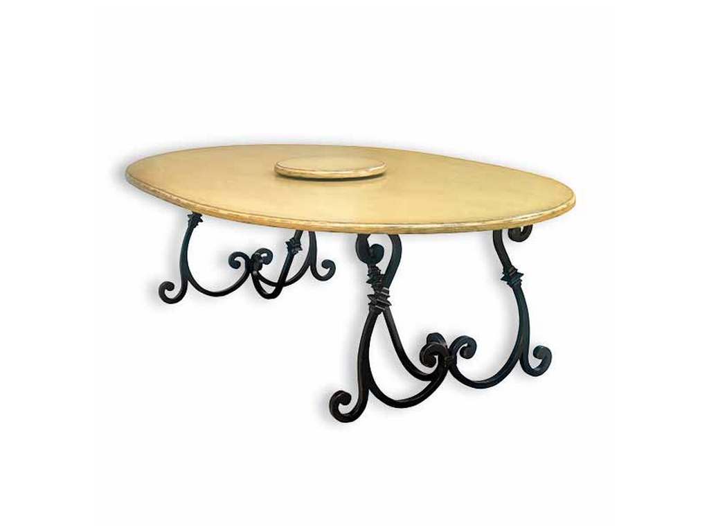 Old Biscayne Designs 4557A  Simone Dining Table with Oval Top and Lazy Susan