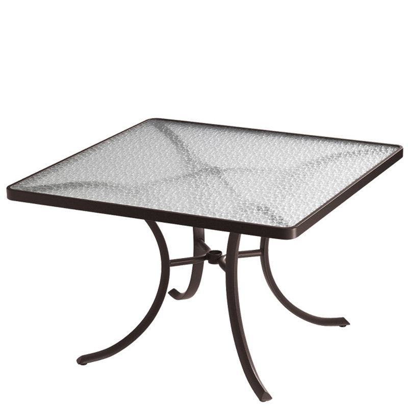 Tropitone 1877 Acrylic and Glass Tables 42 inch Square Dining Table, Acrylic Tropitone 1877 Acrylic and Glass Tables 42 inch Square Dining Table, Acrylic