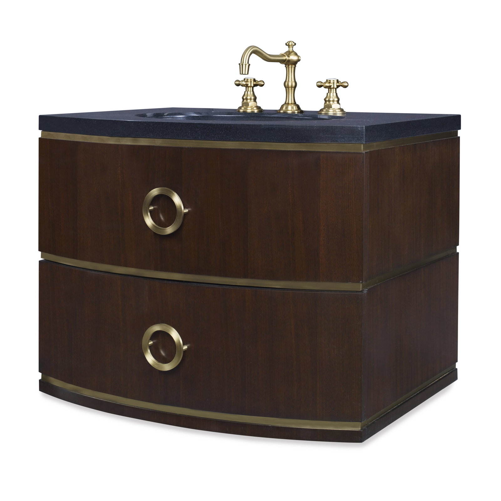 Ambella Home 07231-110-212 Cirque Wall Sink Chest Dark Walnut