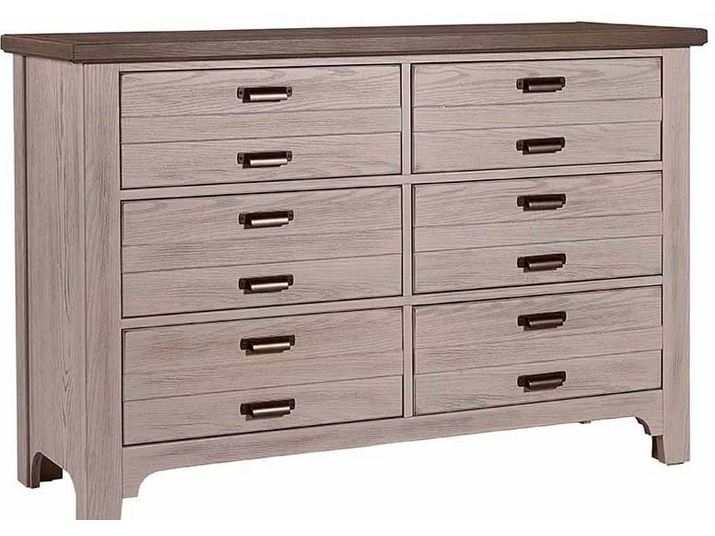 Vaughan Bassett 741-001 Bungalow Home Double Dresser 6 Drawer Dover Grey Two Tone