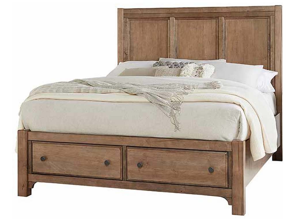 Vaughan Bassett 800-557-050B-502-555 Cool Farmhouse Queen Panel Bed with Storage Footboard Natural