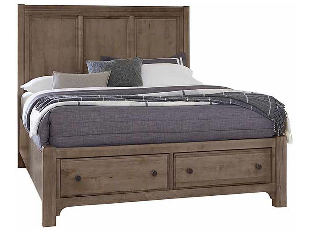 Vaughan Bassett 801-557-050B-502-555 Cool Farmhouse Queen Panel Bed with Storage Footboard Grey