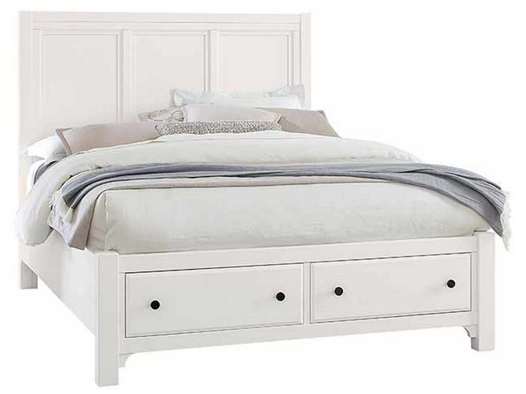 Vaughan Bassett 804-557-050B-502-555 Cool Farmhouse Queen Panel Bed with Storage Footboard Soft White