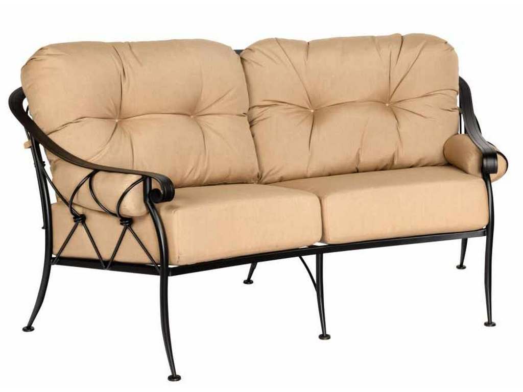 Woodard 4T0063 Derby Crescent Loveseat with Cushions and Bolsters