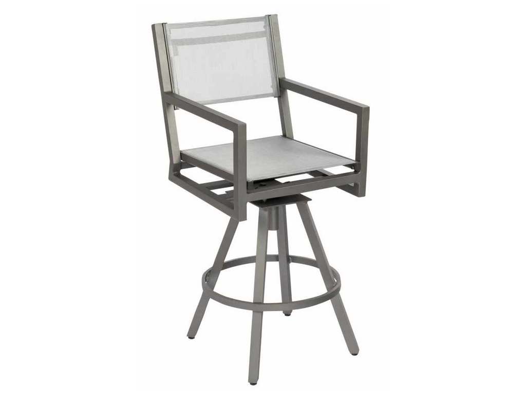 Woodard 570468 Palm Coast Sling Swivel Bar Stool with Arms