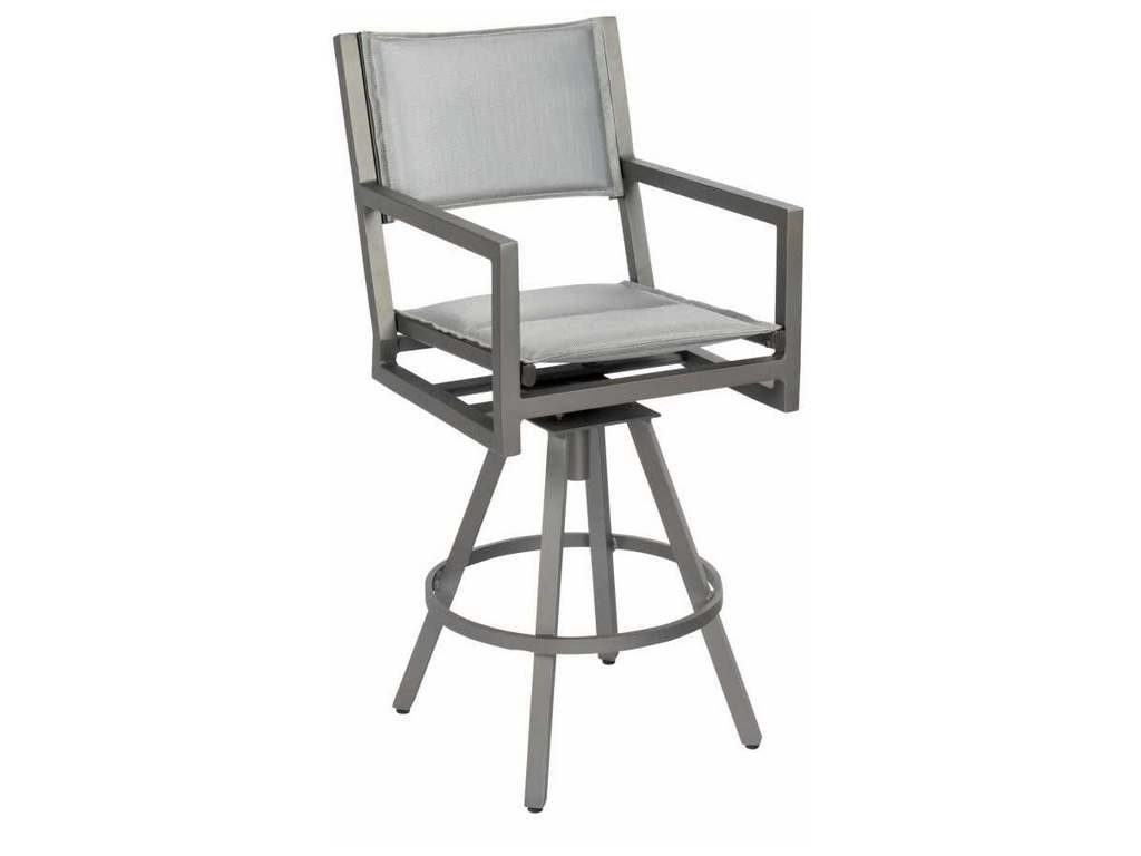 Woodard 570568 Palm Coast Padded Sling Swivel Bar Stool with Arms