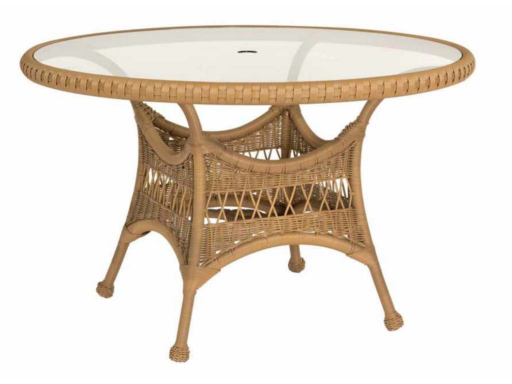 Woodard S596603 Sommerwind 48 inch Round Umbrella Table with Glass Top Woodard S596603 Sommerwind 48 inch Round Umbrella Table with Glass Top