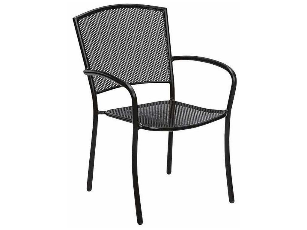 Woodard 7R0021.92  Albion Textured Black Arm Chair Stackable